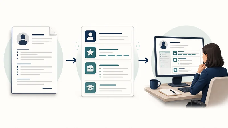 A resume may be parsed into structured information before a recruiter reviews the application.